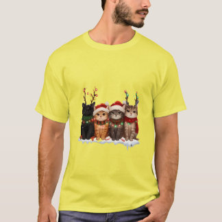 Cute Christmas Cats Illustration – Festive Kittens T-shirt