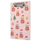 Cute Christmas Cats Pattern – Pink Holiday Design Klembord (Links)