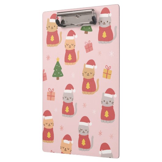 Cute Christmas Cats Pattern – Pink Holiday Design Klembord (Links)