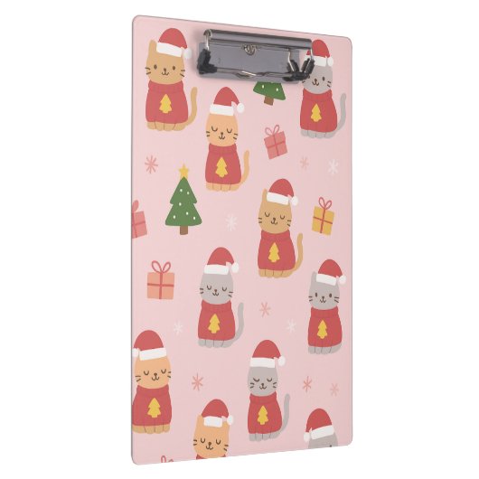 Cute Christmas Cats Pattern – Pink Holiday Design Klembord (Rechts)