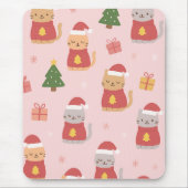 Cute Christmas Cats Pattern – Pink Holiday Design Muismat (Voorkant)