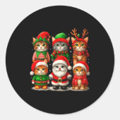 Cute Christmas Cats  Ronde Sticker (Voorkant)