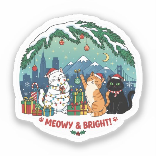 Cute Christmas Cats Sticker (Voorkant)