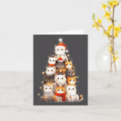 Cute Christmas Cats Tree Lights Holiday Kittens Il Kaart (Gele Bloem)