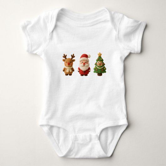 Cute Christmas Characters Baby Bodysuit – Reindeer (Voorkant)