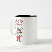 Cute Christmas Chef Mug for Holiday Cheer Tweekleurige Koffiemok (Voorkant links)