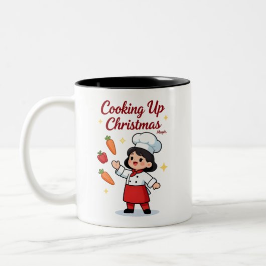 Cute Christmas Chef Mug for Holiday Cheer Tweekleurige Koffiemok (Links)