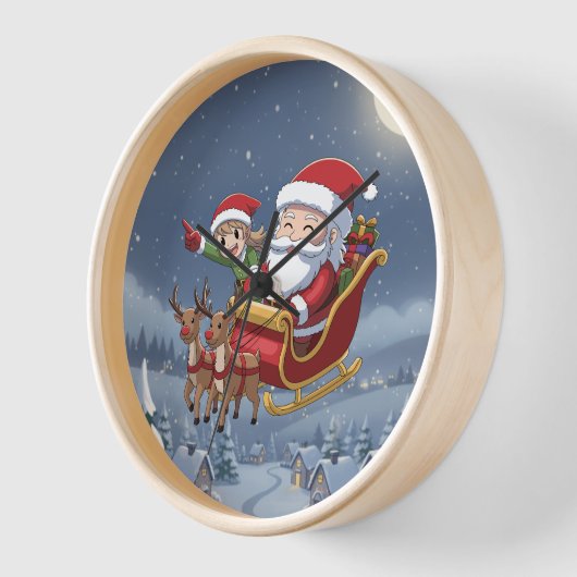 Cute Christmas Chibi Santa and Elf Clock (Hoek)