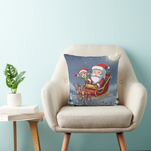 Cute Christmas Chibi Santa and Elf Pillow Kussen (Stoel)