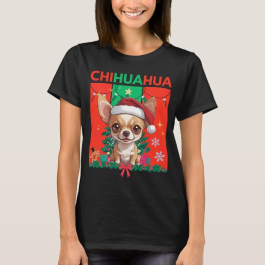 Cute Christmas Chihuahua | Festive Holiday Dog T-shirt (Voorkant)