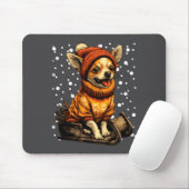 Cute Christmas Chihuahua Sledding In Snow Funny Wi Muismat (Met muis)