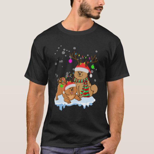 Cute Christmas Chow Chow Santa Hats Reindeer Dog T-shirt (Voorkant)