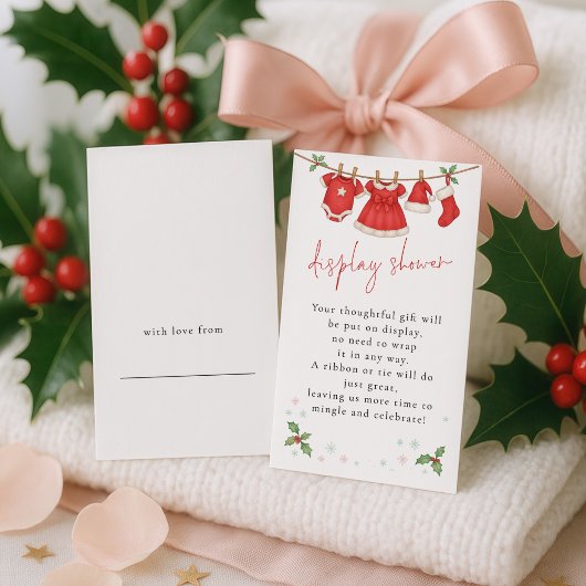Cute Christmas Clothesline Display Baby Shower Informatiekaartje