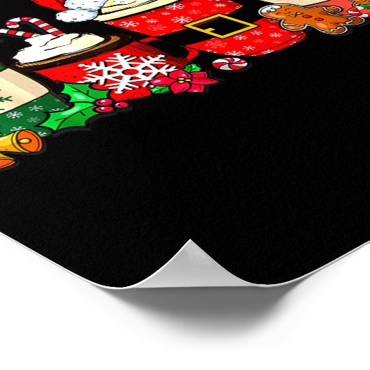 Cute Christmas Coffee Shirt Snowman Deer Santa Cof Poster (Hoek)