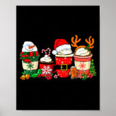 Cute Christmas Coffee Shirt Snowman Deer Santa Cof Poster (Voorkant)