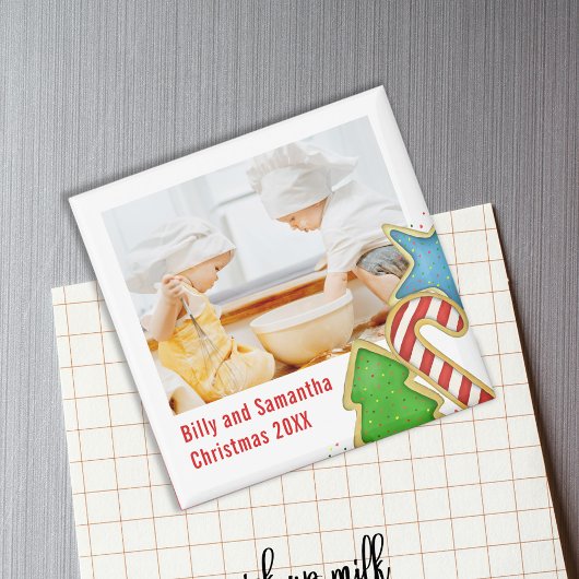 Cute Christmas Cookie Holiday Photo Custom Magneet