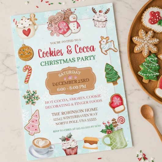 Cute Christmas Cookies and Cocoa Exchange Party Kaart