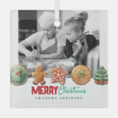 Cute Christmas Cookies Holiday Baking Photo Glas Ornament (Voorkant)