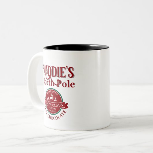 Cute Christmas Custom Name Hot Chocolate  Tweekleurige Koffiemok (Voorkant links)