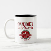 Cute Christmas Custom Name Hot Chocolate  Tweekleurige Koffiemok (Links)