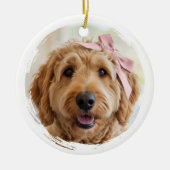 Cute Christmas Custom Photo Dog Pet Modern Pink Keramisch Ornament (Voorkant)