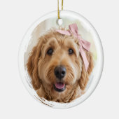 Cute Christmas Custom Photo Dog Pet Modern Pink Keramisch Ornament (Links)