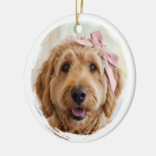 Cute Christmas Custom Photo Dog Pet Modern Pink Keramisch Ornament (Links)