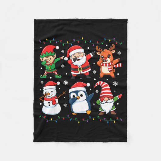 Cute Christmas Dabbing Santa Elf Reindeer Boys Gir Fleece Deken (Voorkant)