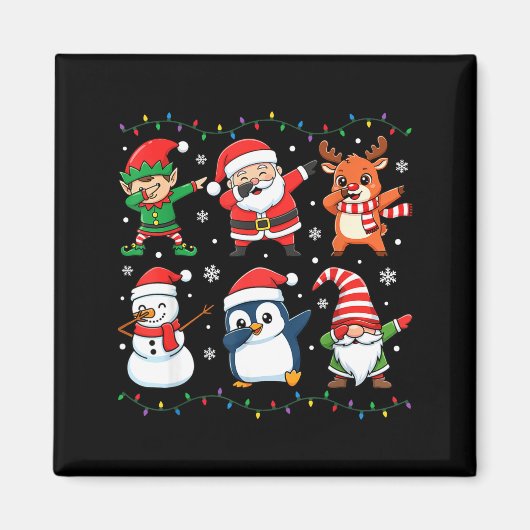 Cute Christmas Dabbing Santa Elf Reindeer Boys Gir Magneet (Voorkant)