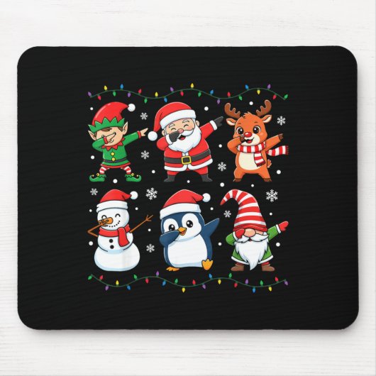 Cute Christmas Dabbing Santa Elf Reindeer Boys Gir Muismat (Voorkant)