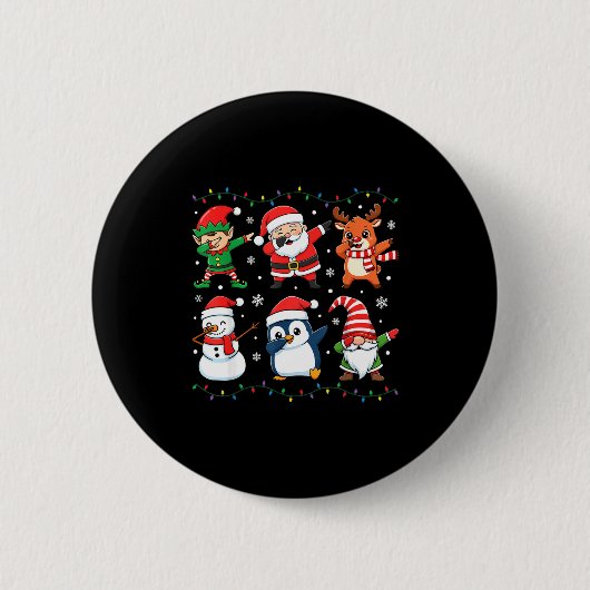 Cute Christmas Dabbing Santa Elf Reindeer Boys Gir Ronde Button 5,7 Cm (Voorkant)