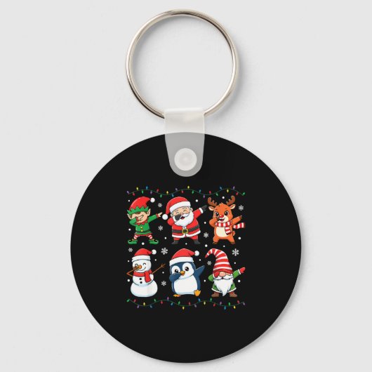 Cute Christmas Dabbing Santa Elf Reindeer Boys Gir Sleutelhanger (Voorkant)
