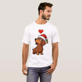 Cute Christmas Dachshund Santa Hat Holiday Dog T-shirt (Voorkant volledig)