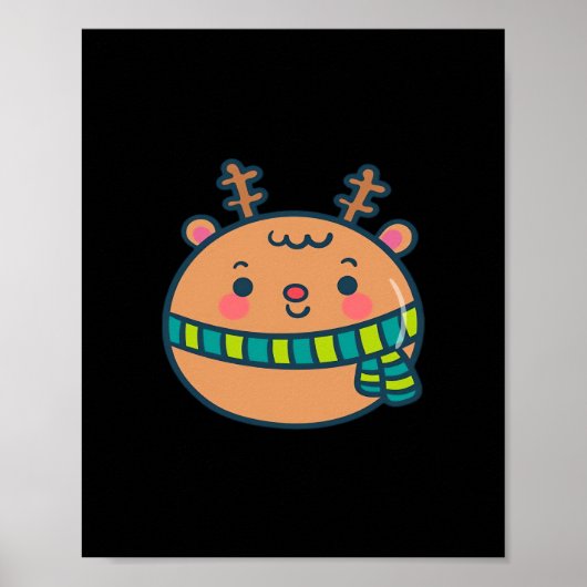 Cute Christmas Deer Festive Classic Design Poster (Voorkant)