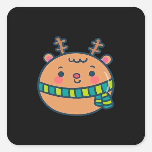Cute Christmas Deer Festive Classic Design  Vierkante Sticker (Voorkant)