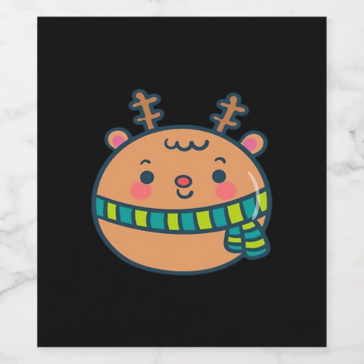 Cute Christmas Deer Festive Classic Design  Wijn Etiket (Enkel label)