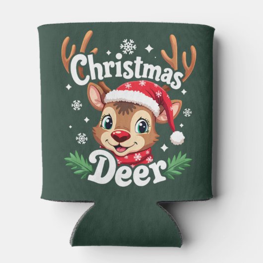 Cute Christmas Deer Illustration Blikjeskoeler (Achterkant)