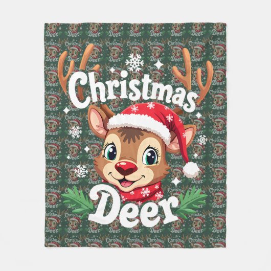 Cute Christmas Deer Illustration Fleece Deken (Voorkant)