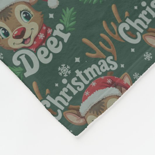 Cute Christmas Deer Illustration Fleece Deken (Hoek)