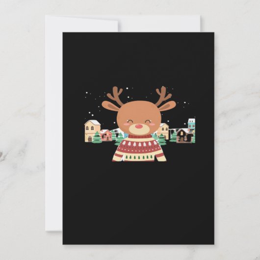 Cute Christmas Deer Minimal Design Feestdagenkaart (Voorkant)
