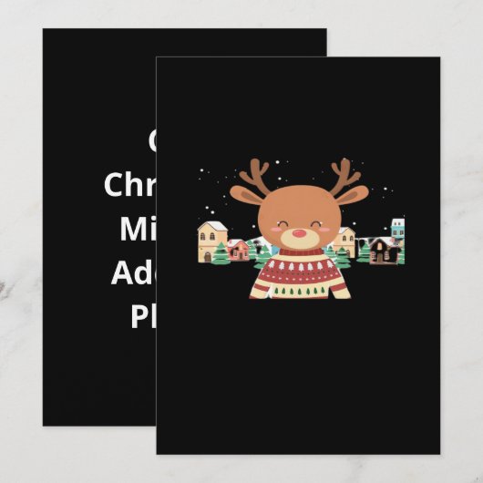 Cute Christmas Deer Minimal Design Feestdagenkaart (Voorkant / Achterkant)