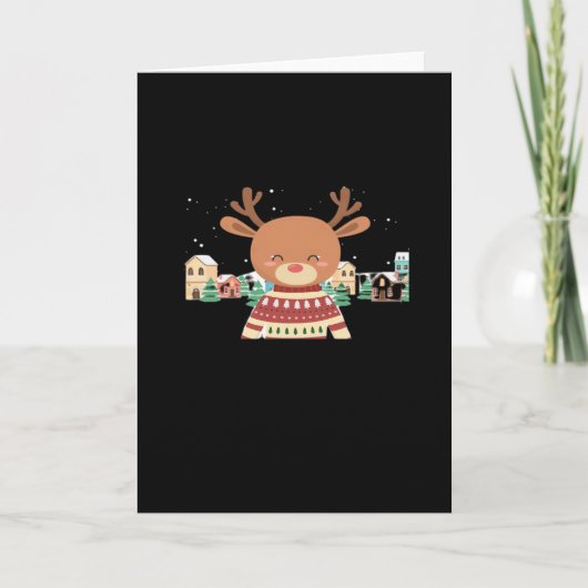 Cute Christmas Deer Minimal Design Kaart (Voorkant)