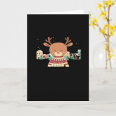 Cute Christmas Deer Minimal Design Kaart (Gele Bloem)