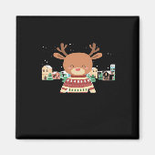 Cute Christmas Deer Minimal Design Magneet (Voorkant)