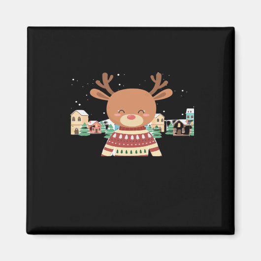 Cute Christmas Deer Minimal Design  Magneet (Voorkant)
