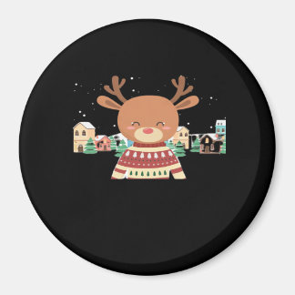 Cute Christmas Deer Minimal Design  Magneet