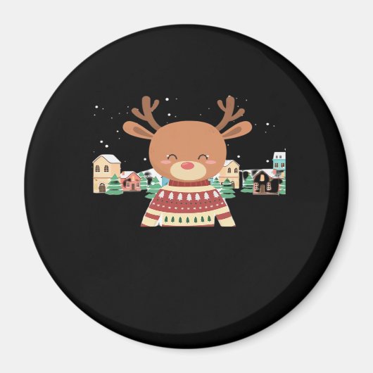 Cute Christmas Deer Minimal Design  Magneet (Voorkant)