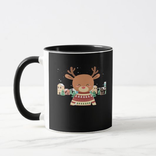 Cute Christmas Deer Minimal Design Mok (Links)