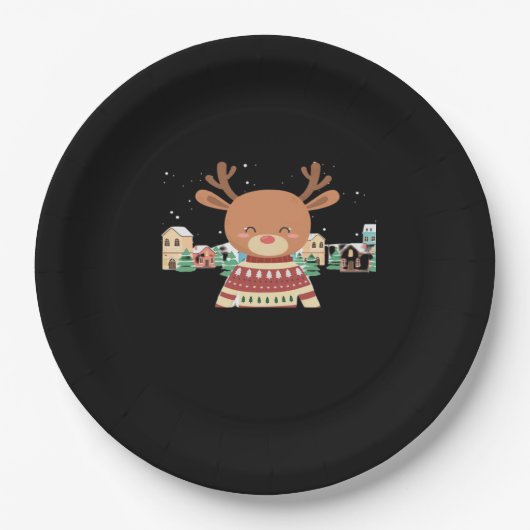 Cute Christmas Deer Minimal Design  Papieren Bordje (Voorkant)