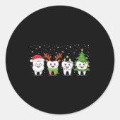 Cute Christmas Dental Tooth Characters Fun Holiday Ronde Sticker (Voorkant)